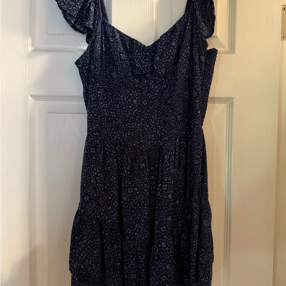 Hollister Navy Blue Patterned Mini Dress
